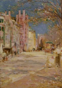 Edward Mitchell Bannister : Boston street scene (boston common)